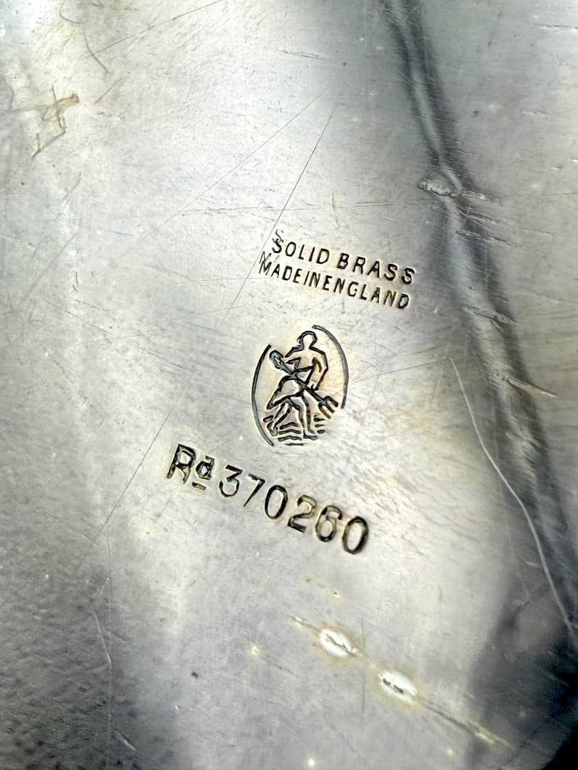 英国製 アンティーク 舟形真鍮トレイ Rd 370260 ビーディング縁取り