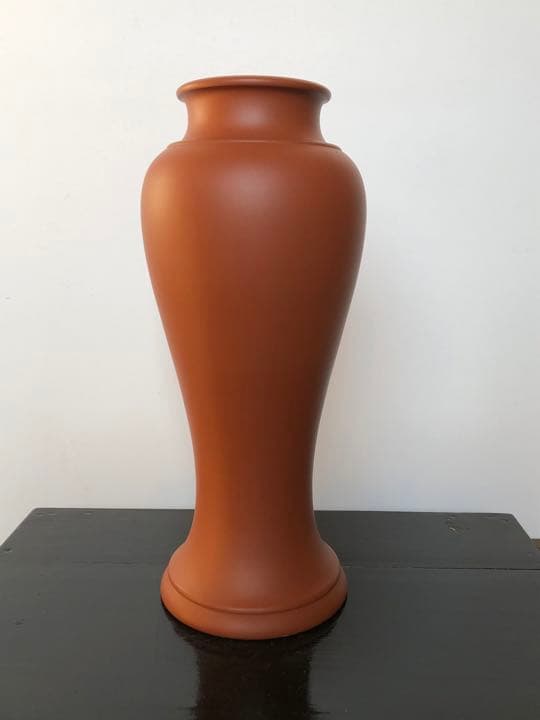 常滑焼 朱泥 花器　名工 都築陶元 双鶴に月