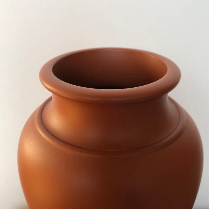 常滑焼 朱泥 花器　名工 都築陶元 双鶴に月