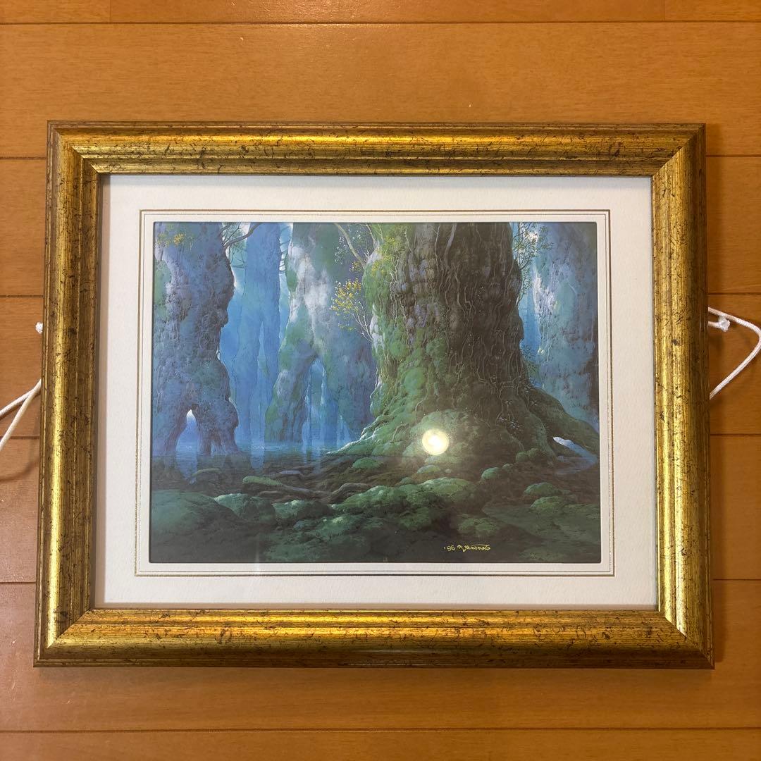 額装 ジブリ もののけ姫 山本二三展 複製原画 宮崎駿 シシ神の森 新品同様