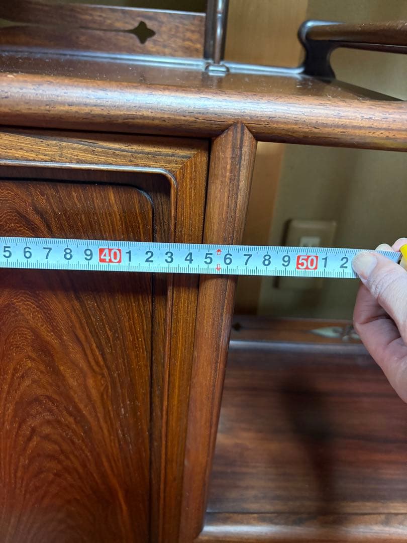 唐木　茶箪笥　茶棚　飾り棚　違い棚　引出し付き　レトロ　木製オープンシェルフ