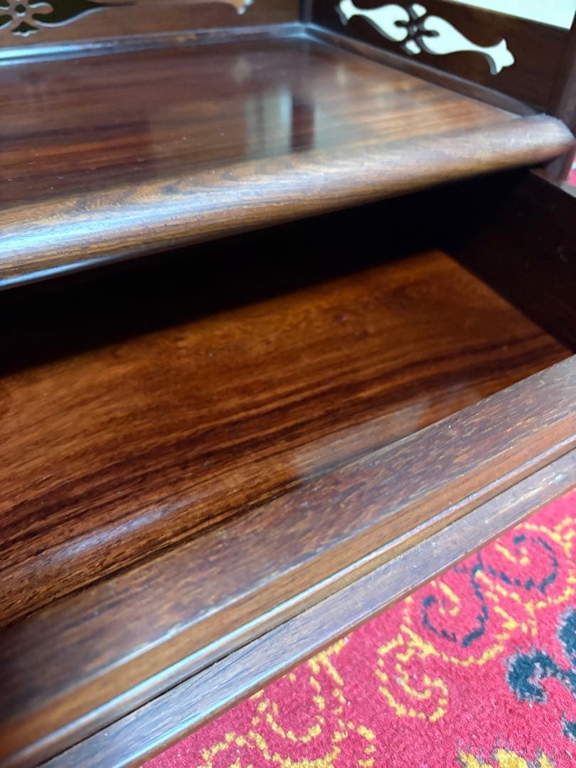 唐木　茶箪笥　茶棚　飾り棚　違い棚　引出し付き　レトロ　木製オープンシェルフ