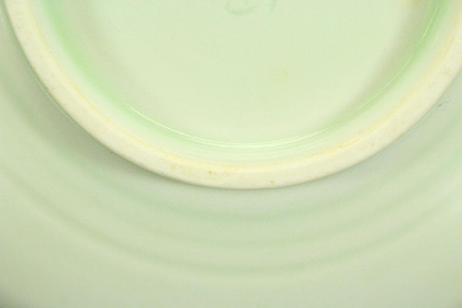 宮内省御用達 平戸 三川内焼 陽山末太朗作 青磁木の葉皿 十客共箱(ZE564)