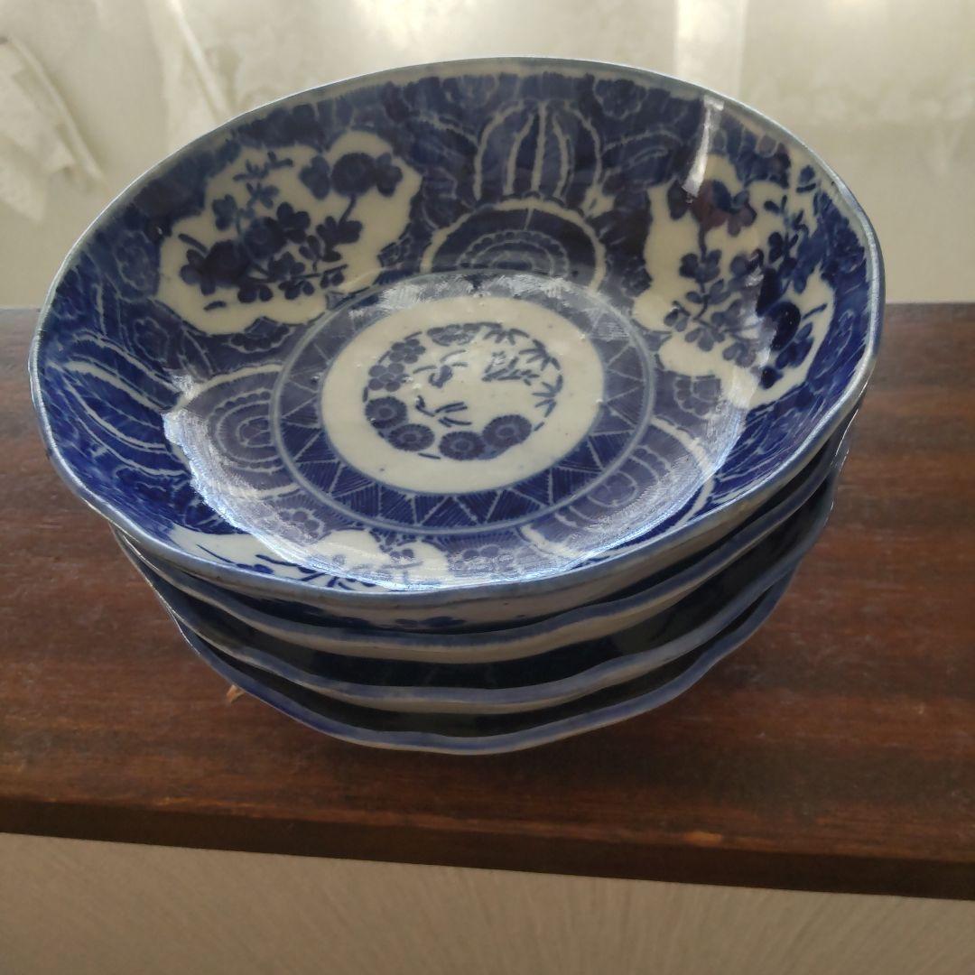 印判　皿　8枚　サイズ　直径１５センチ深さ５センチ　アンティーク物　明治時代以降