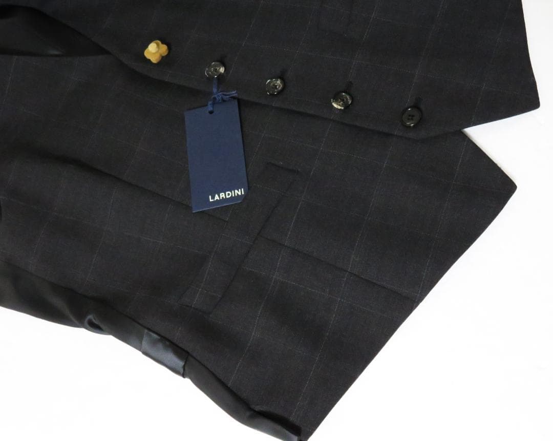 ハンガー付属 新品 LARDINI ウール ジレ 44 チャコールグレー