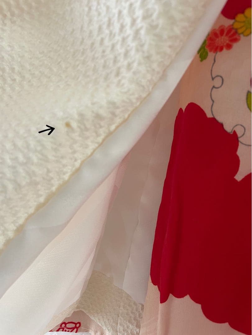 七五三　3歳　正絹　アンティークお着物セット　総絞り被布　ハンドメイド　巾着