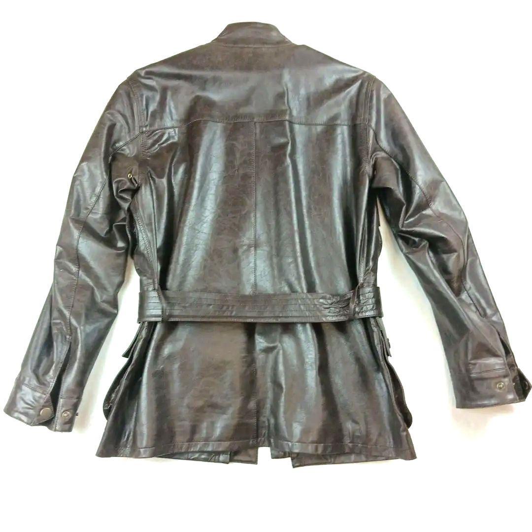 PS ポールスミス カーコート ラムレザー М ブラウン チェック ベルト