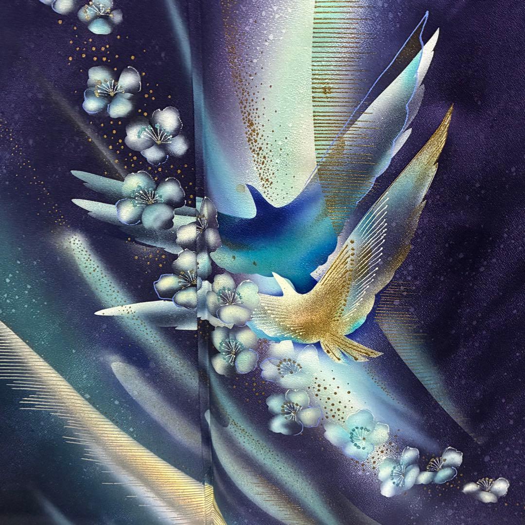 専用 D25 訪問着 秀星 鳥 花模様 正絹 着物 袷 極美品