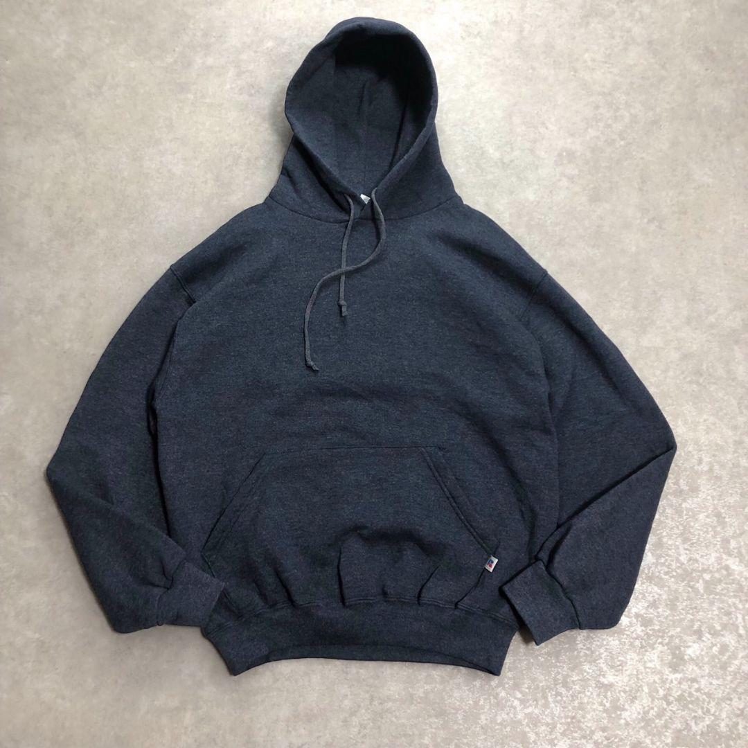 90sヴィンテージ ラッセルアスレティック無地スウェットパーカー青タグメキシコ製