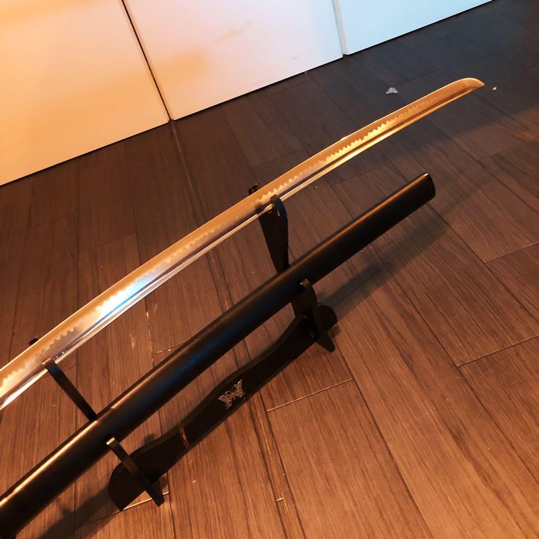 高級模造刀　居合刀　樋入り刀身　青緑拵え　亜合金刀身　名刀