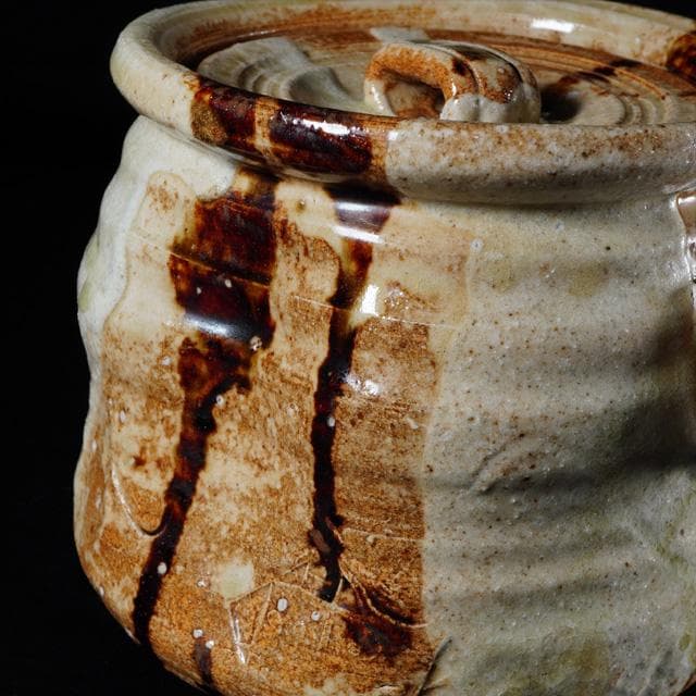 加藤光右衛門　美濃伊賀水指　堀内宗完御書付　共箱　茶道具　表千家