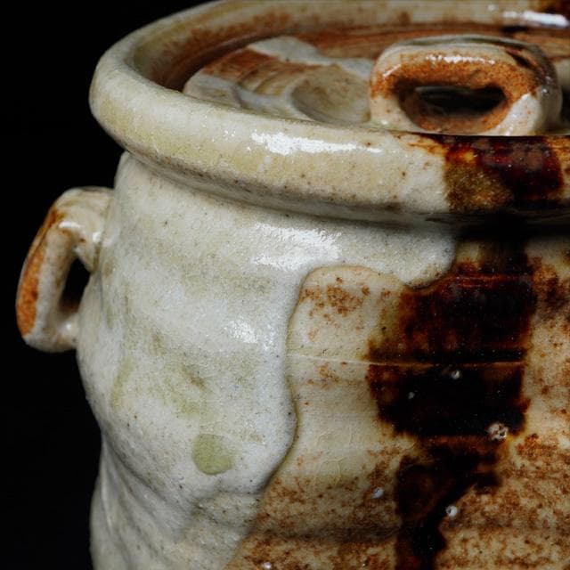 加藤光右衛門　美濃伊賀水指　堀内宗完御書付　共箱　茶道具　表千家