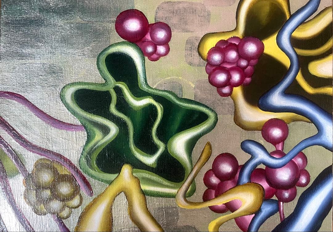 「細胞」抽象画 油彩 F4号