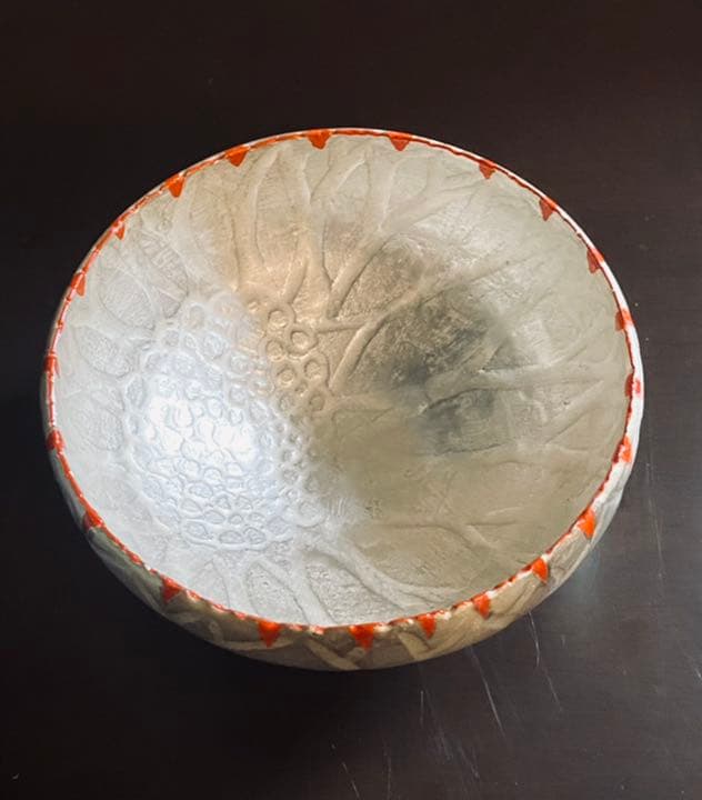 林みちよ　紅縁銀彩花碗　旅茶碗　小服茶碗　ティーカップ　茶道