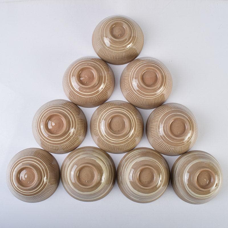 茶道具　廣洲窯　趙子守作　三島茶碗　数茶碗　十客　共箱　V　R9215H