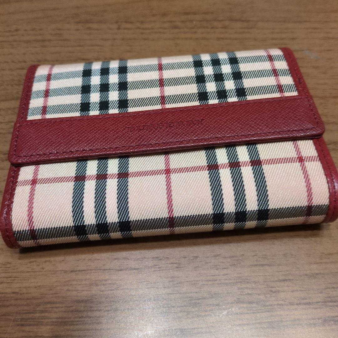 美品BURBERRY LONDON 折り財布　ノバチェック　ワインレッド