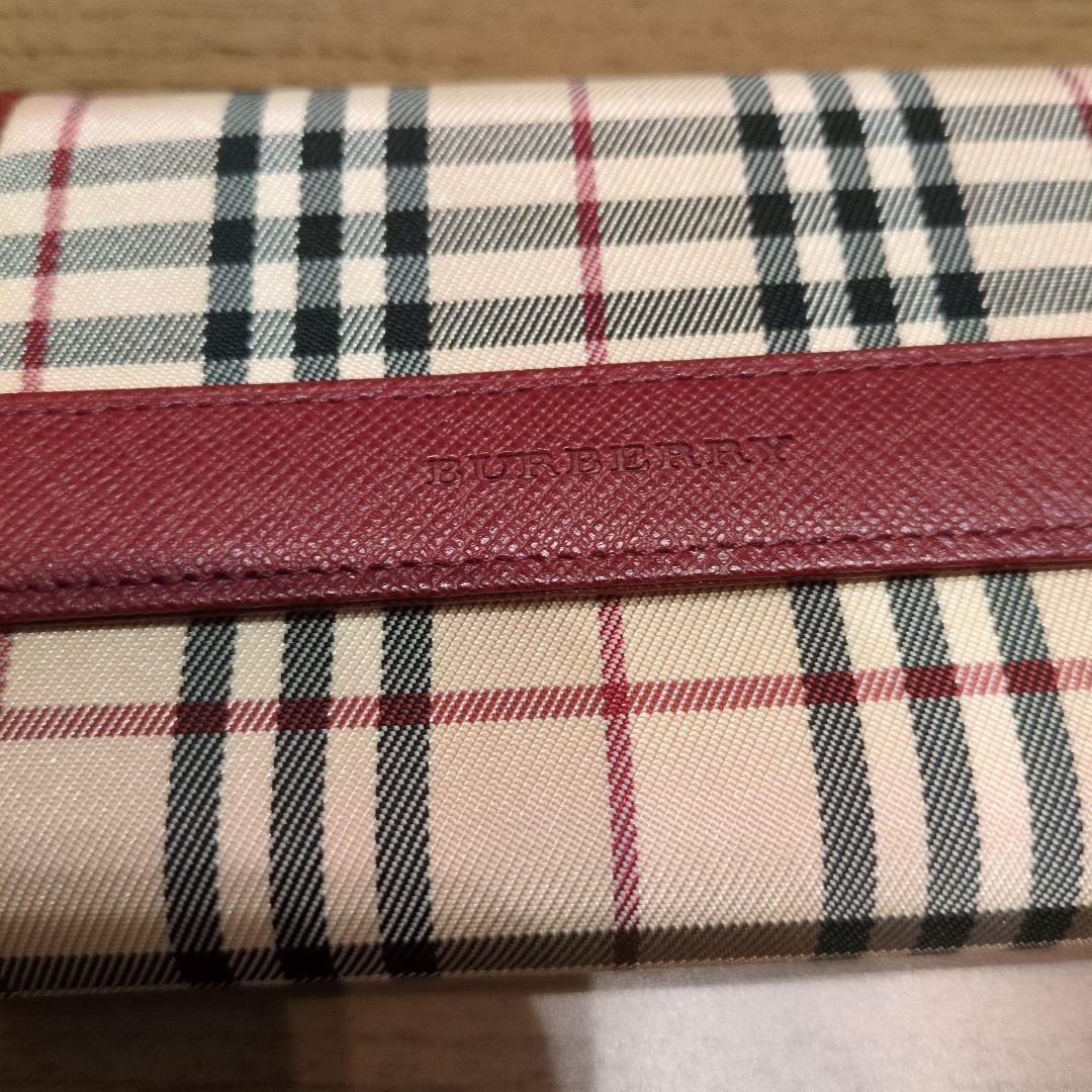 美品BURBERRY LONDON 折り財布　ノバチェック　ワインレッド