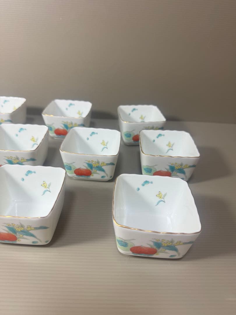 2074 深川製磁　果実模様　湯呑　10客　金彩