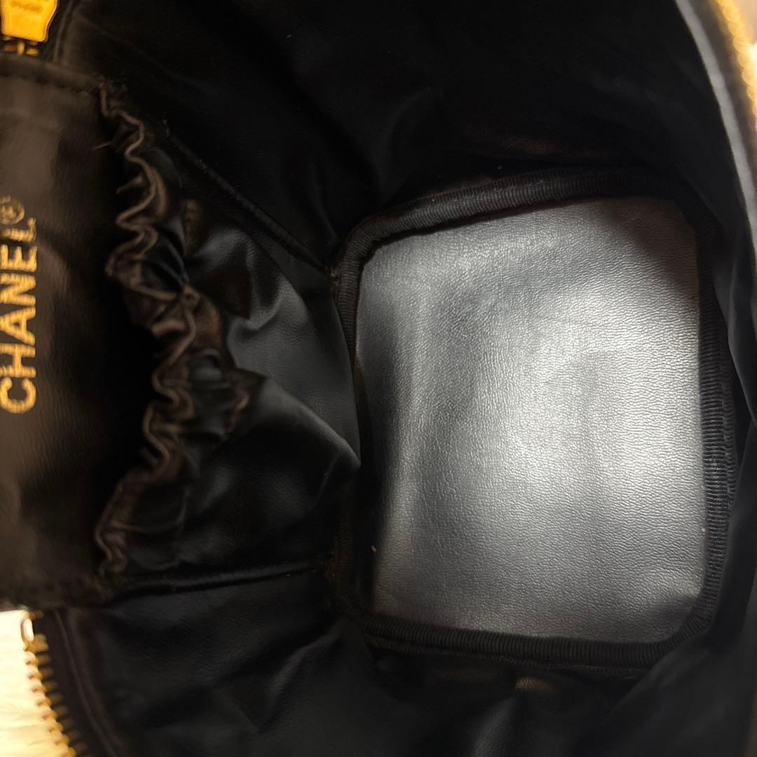 シャネル バニティバッグ ピコローレ ブラック レザー 化粧ポーチ