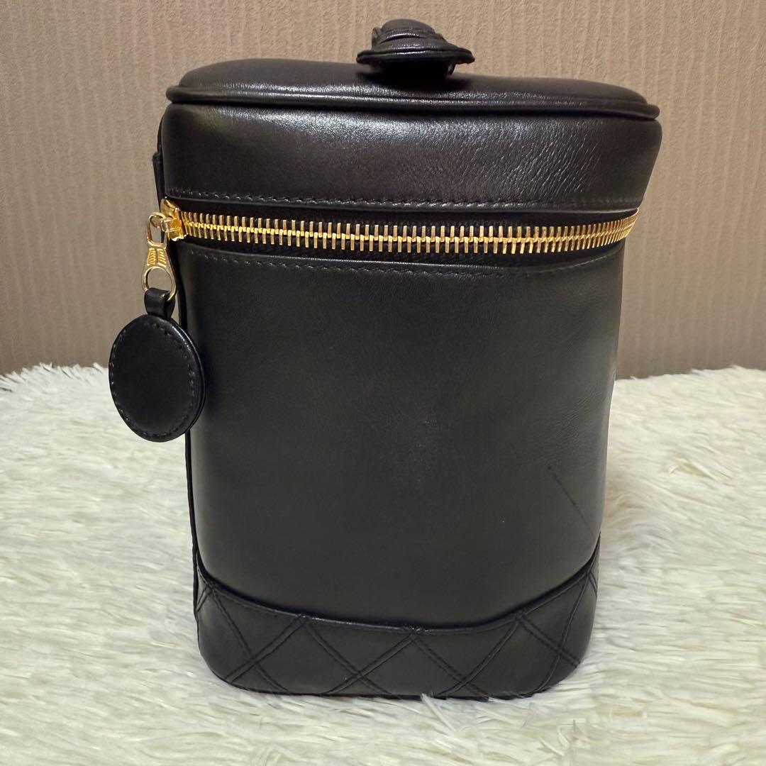 シャネル バニティバッグ ピコローレ ブラック レザー 化粧ポーチ