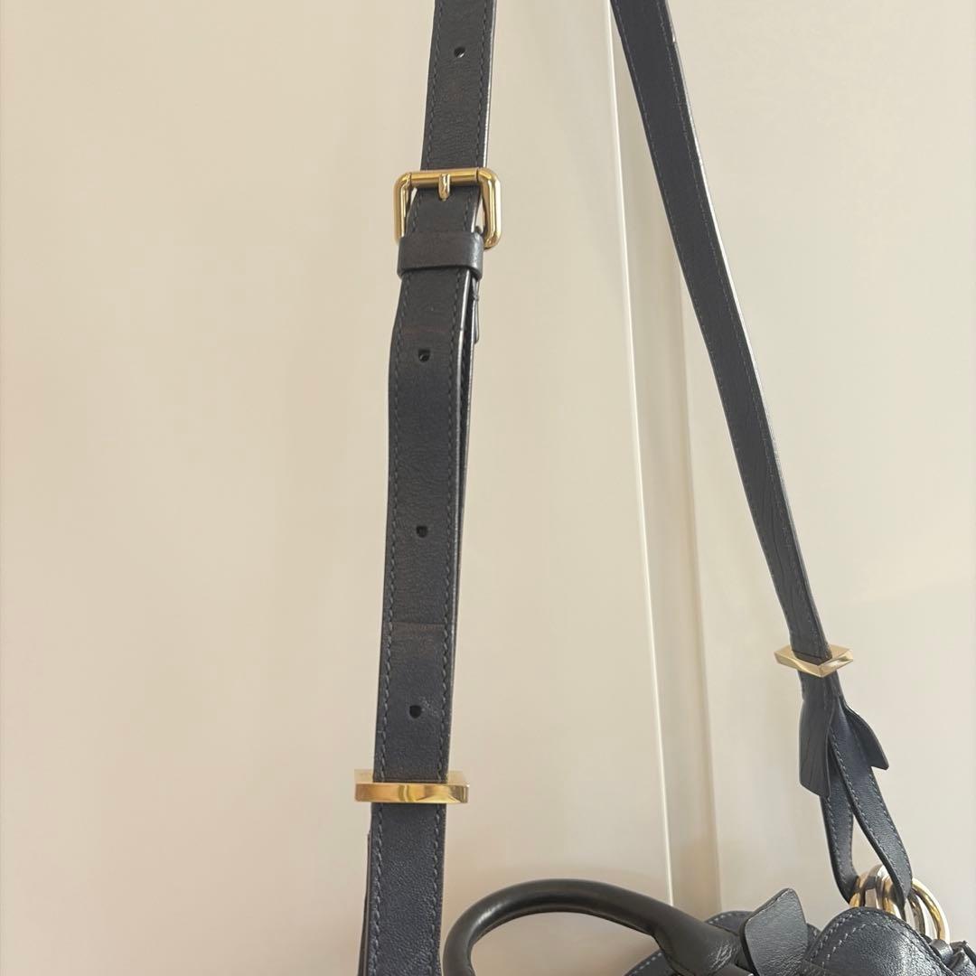 ブ*プ様 Chloéネイビー レザー ハンドバッグショルダーバッグ斜めがけ2ウェ