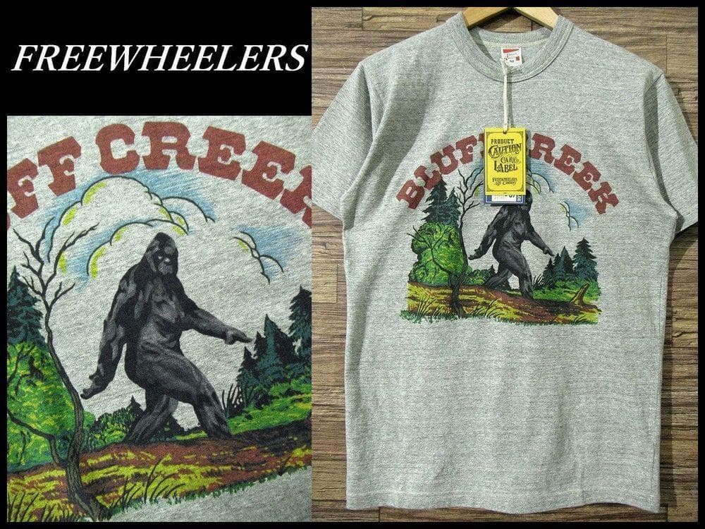 新品 フリーホイーラーズ 半袖 ビッグフット 染み込みプリント Tシャツ グレー