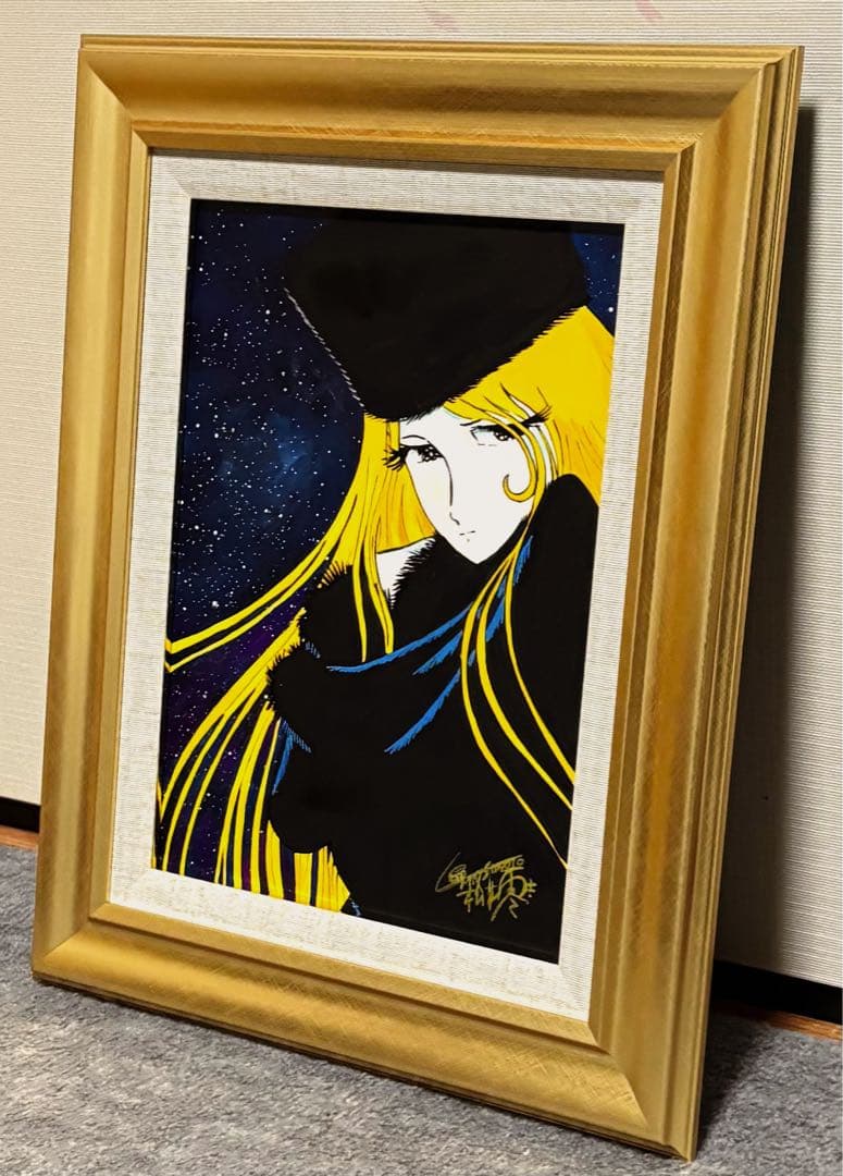 【F4号】手描き油彩　松本零士【銀河鉄道999】額縁　未使用額　サイン　メーテル