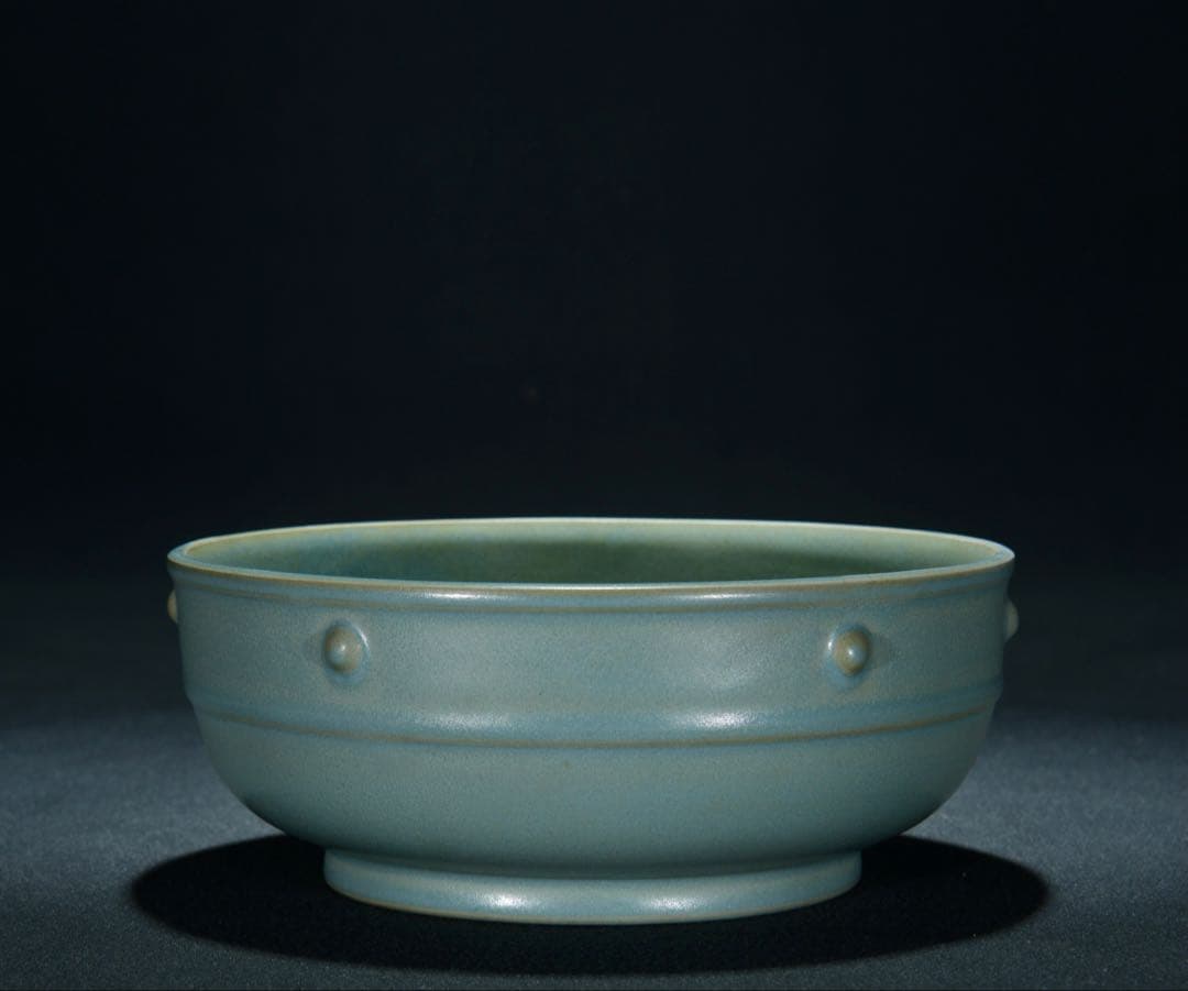 旧蔵　宋・汝窑　天青釉 鼓钉水洗