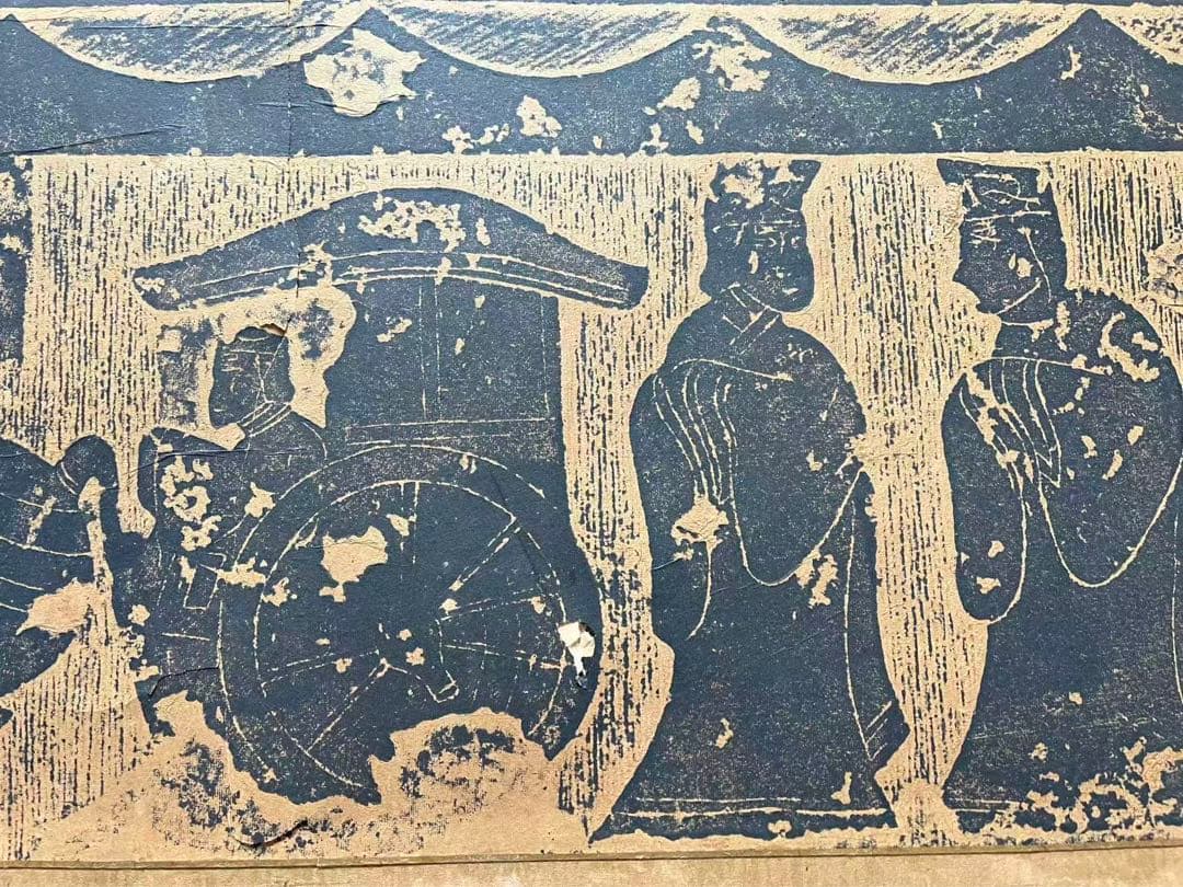 古い中国拓本　孔子見老子　161x31cm