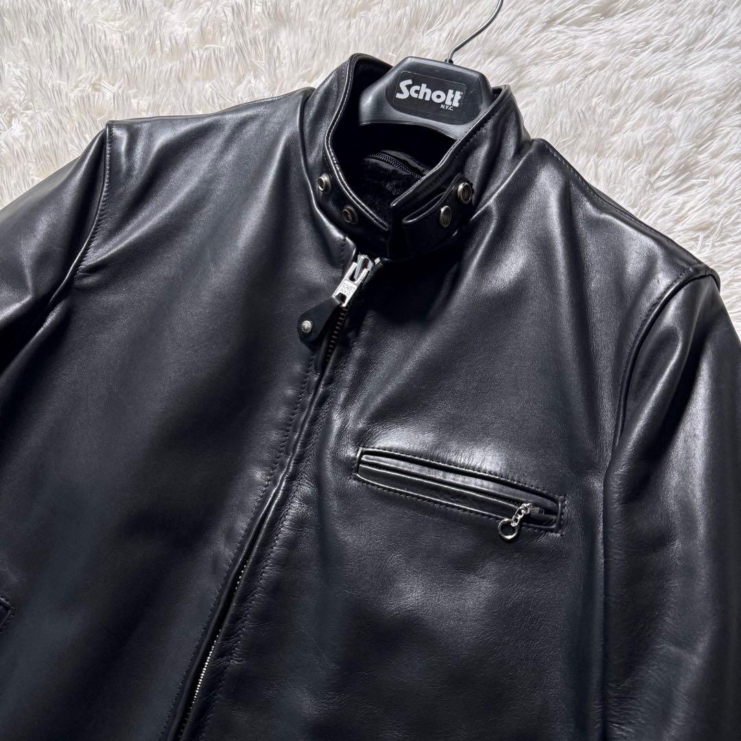 極美品/現行✨schott ライダースジャケット　シングル 641 黒40