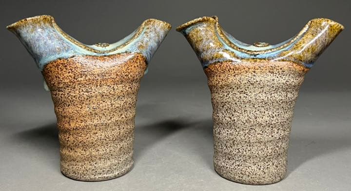 【エビス】酒器 徳利 酒盃 美濃焼 在銘 清風造 細工 飴釉 酒杯 猪口