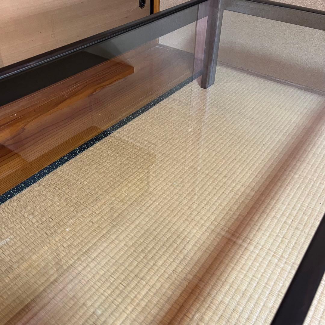 オールドカリモク　ガラストップローテーブル