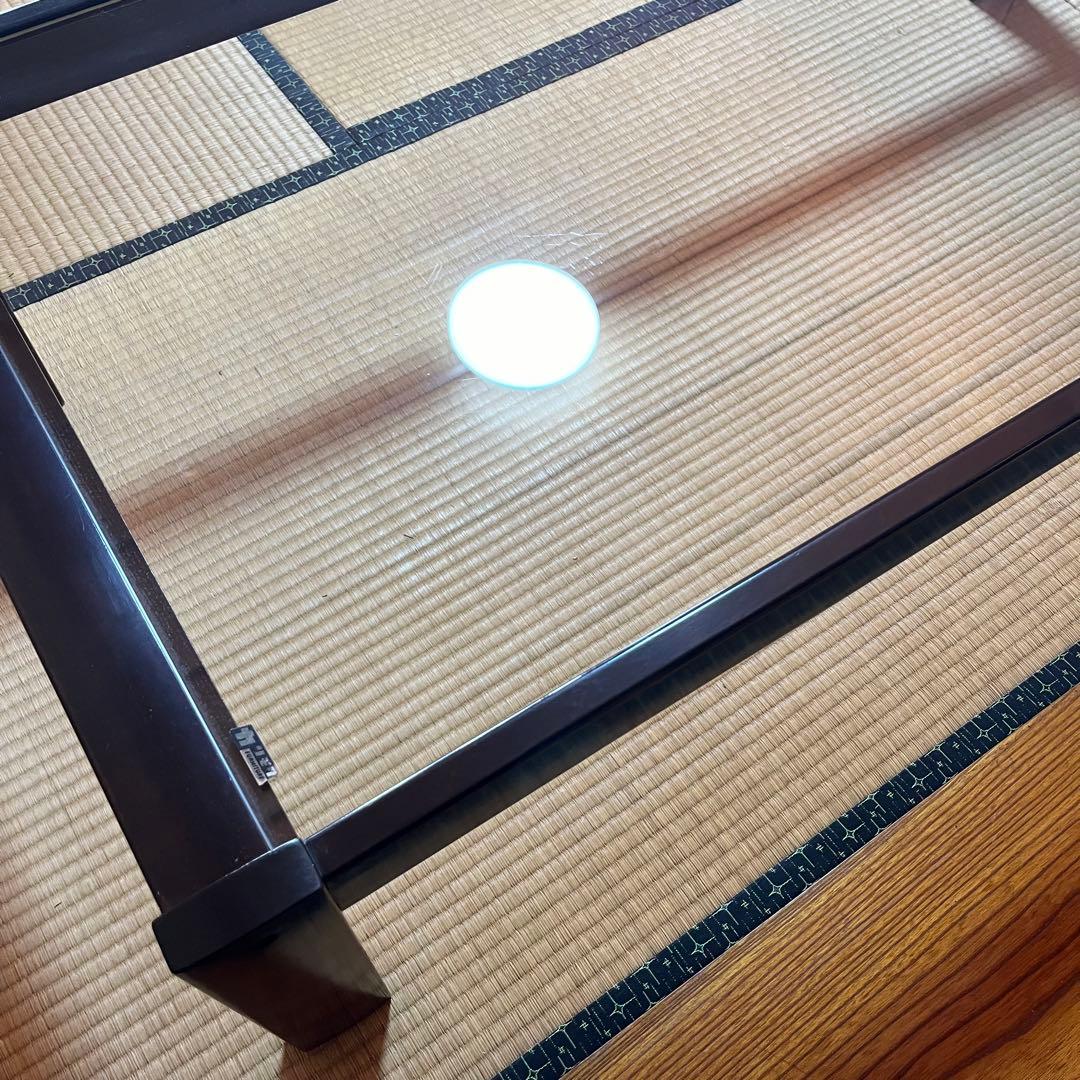 オールドカリモク　ガラストップローテーブル