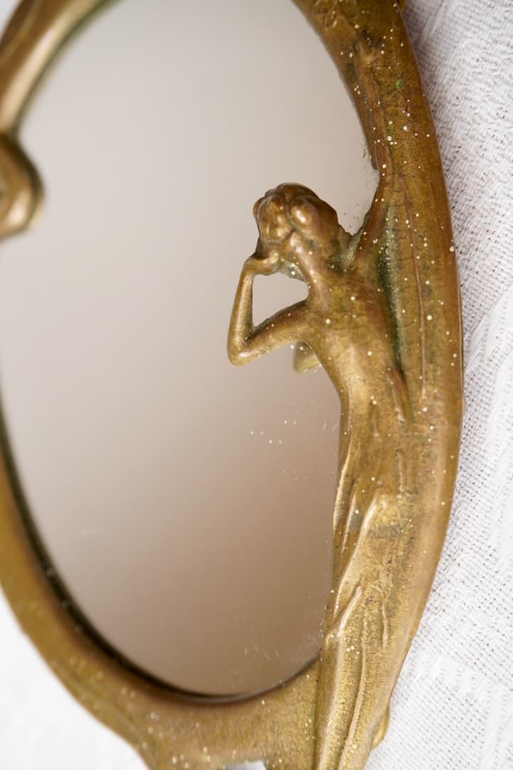 フランス ブロカント 真鍮製 手鏡