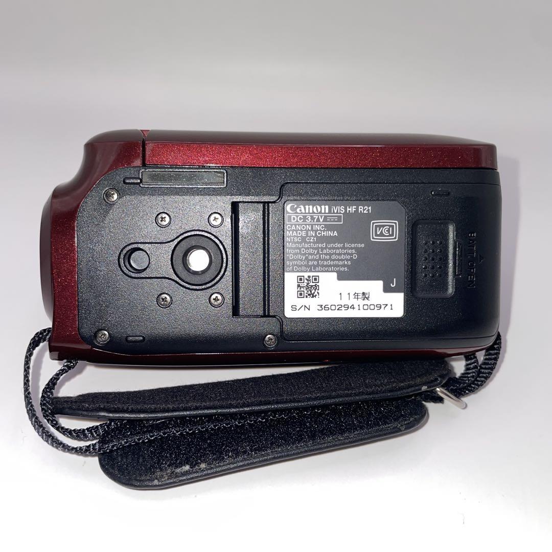 【動作品】Canon iVIS HF R21 カメラケース付 ビデオカメラ 赤