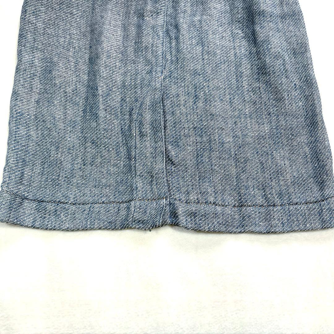 極美品 45R リネンツイード スカート スリット ミモレ丈 ペンシルスカート