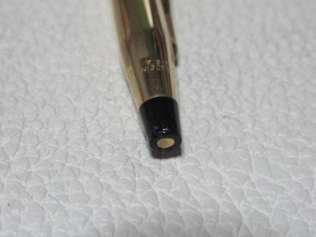 未使用 1980年代◆クロス 黒ガラス製ペンスタンドと12K金張りボールペン付き