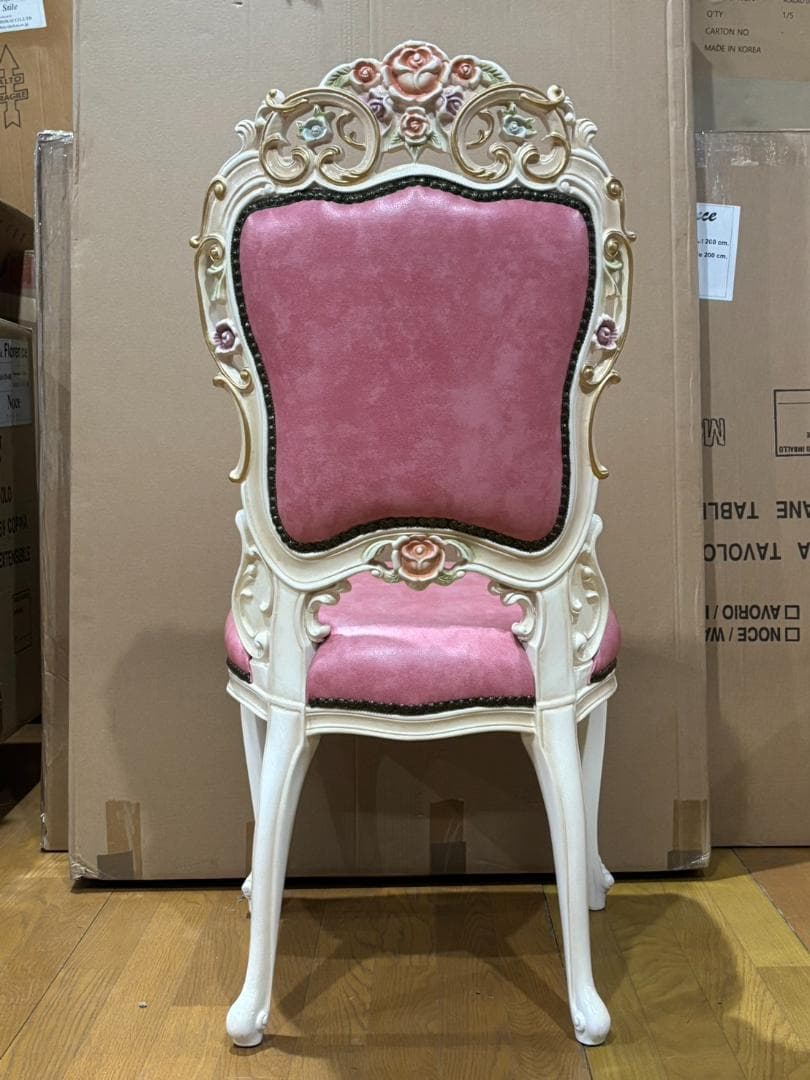 専用 ダイニング5点セット 120cm ロココ 本革 猫脚 テーブルセット