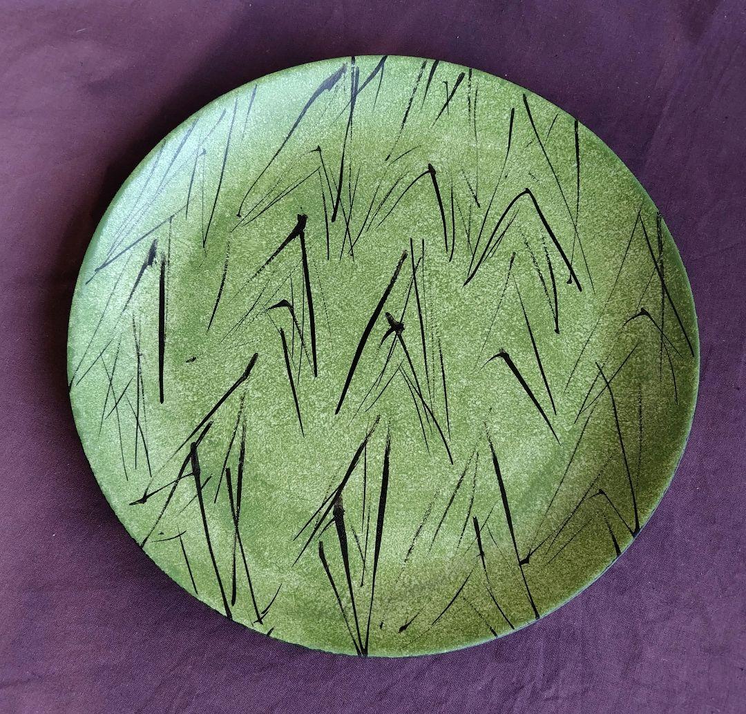 緑彩平皿 (未使用 新品同様)