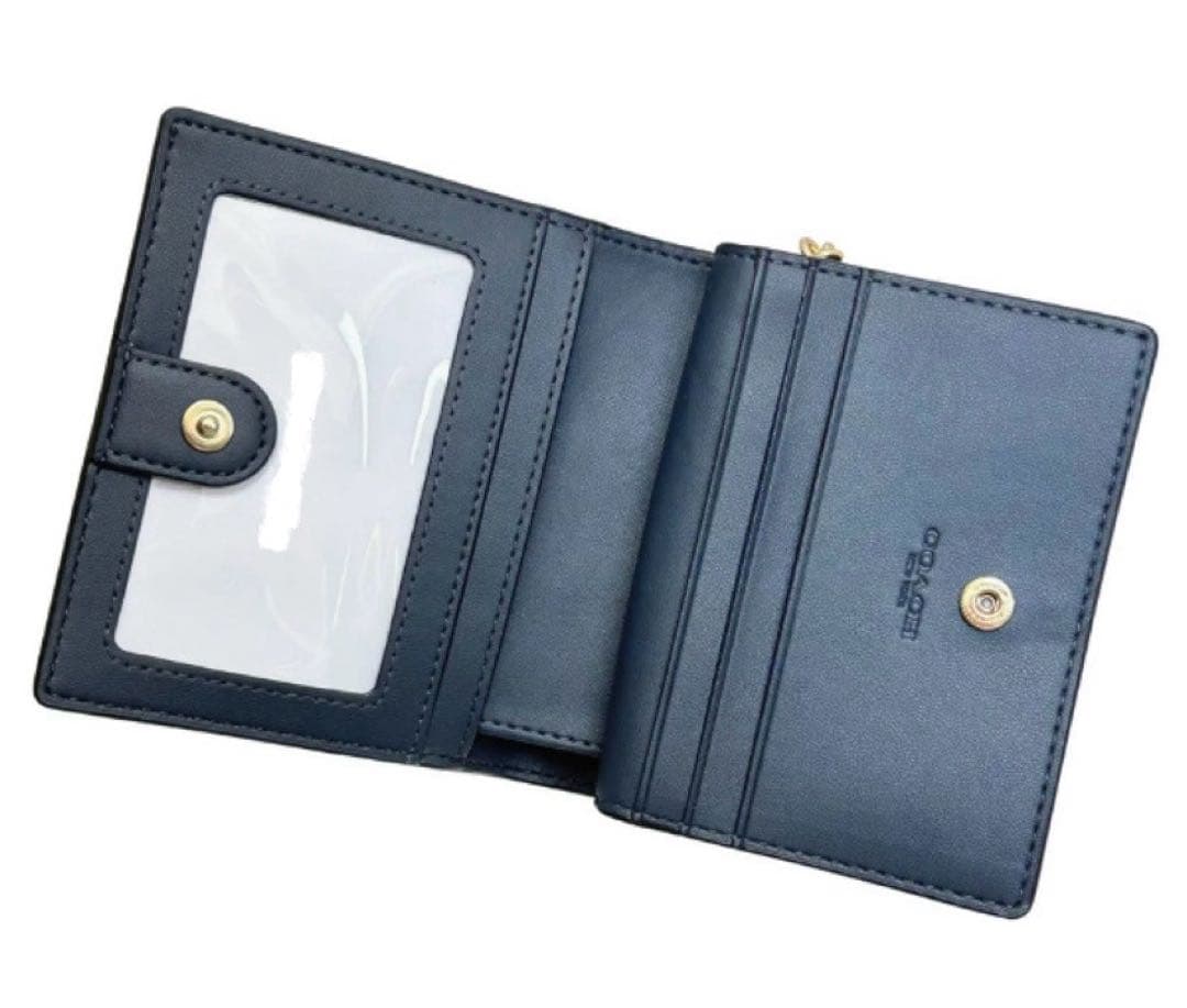 COACH チェリー柄 二つ折り財布 ネイビー