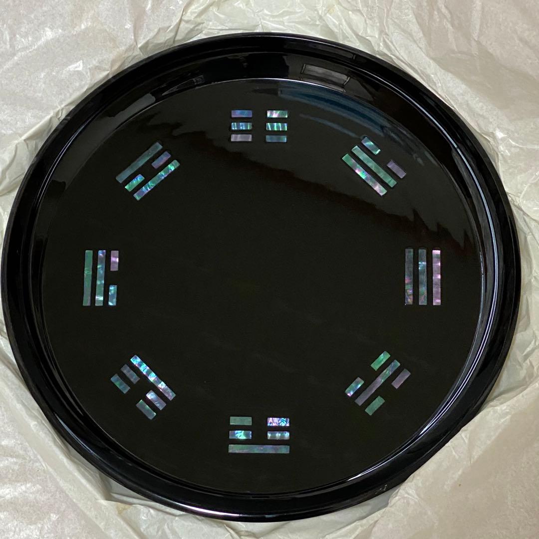 茶道具　八卦盆　真塗　貝入