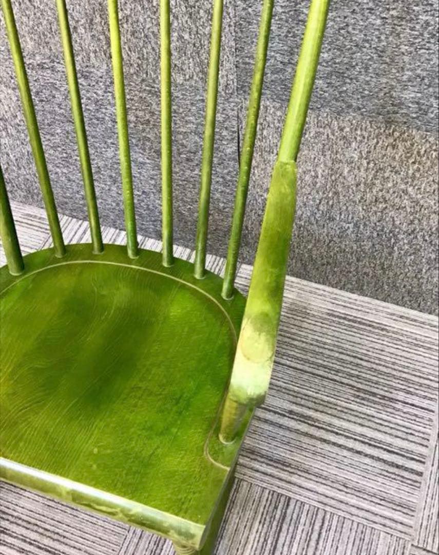 【Vintage】飛騨産業 キツツキマーク ロッキングチェア グリーン 送料込み