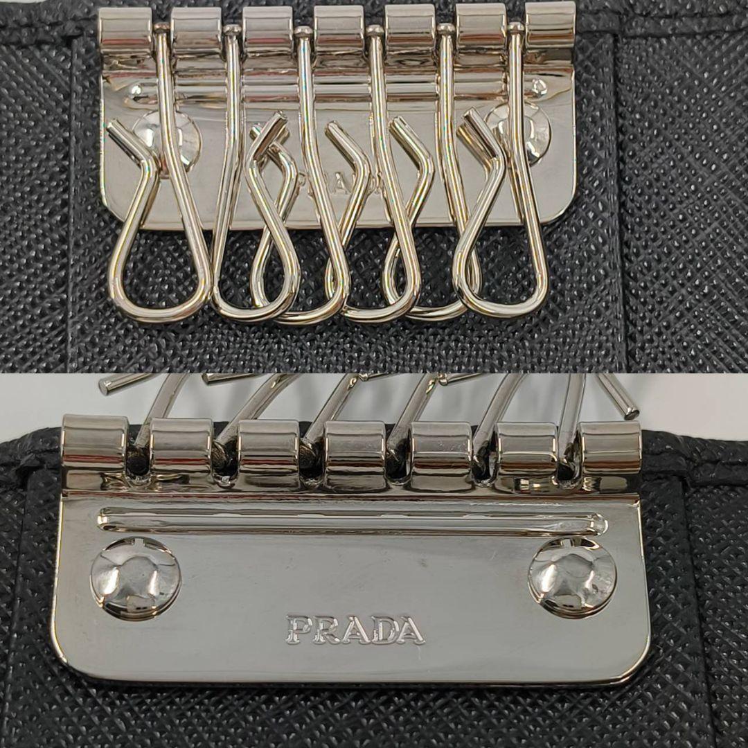 希少モデル プラダ サフィアーノ レザー 6連 キーケース 黒 2PG222