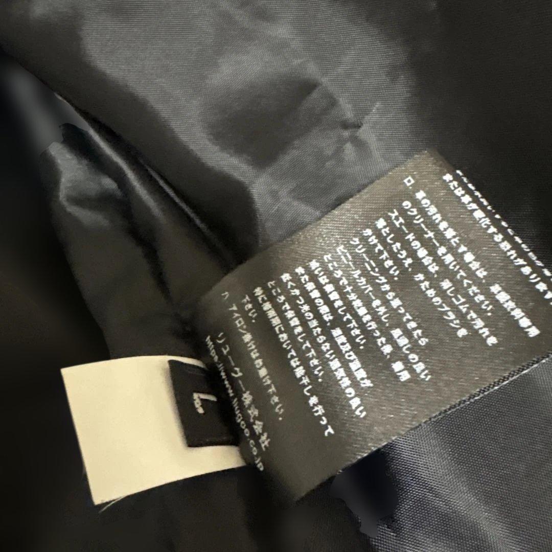 レザーシングルライダースジャケット ネイビー/ブラック　Lサイズ