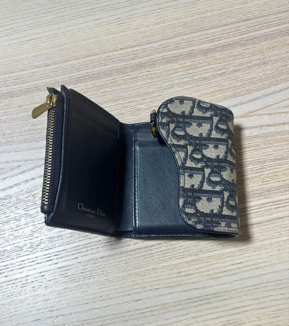 【極美品】ディオール オブリーク ジャガード 三つ折り財布 箱付き