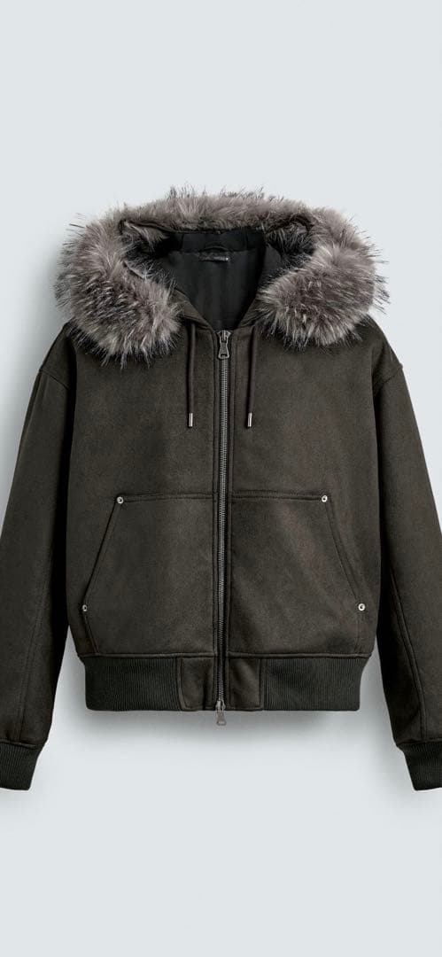 【人気】　ZARA フェイクスエードキルティングジャケット