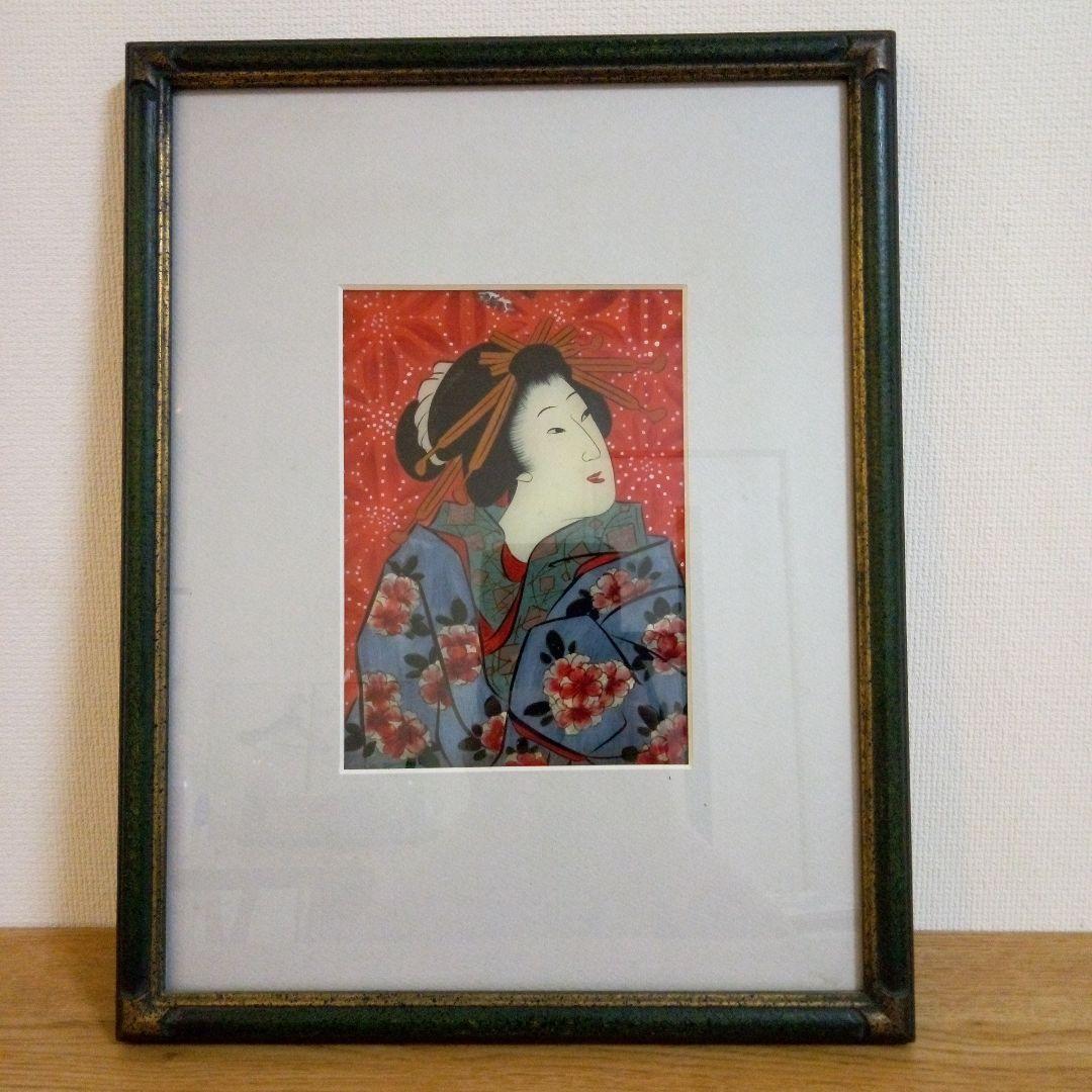 明治時代のガラス絵の美人図