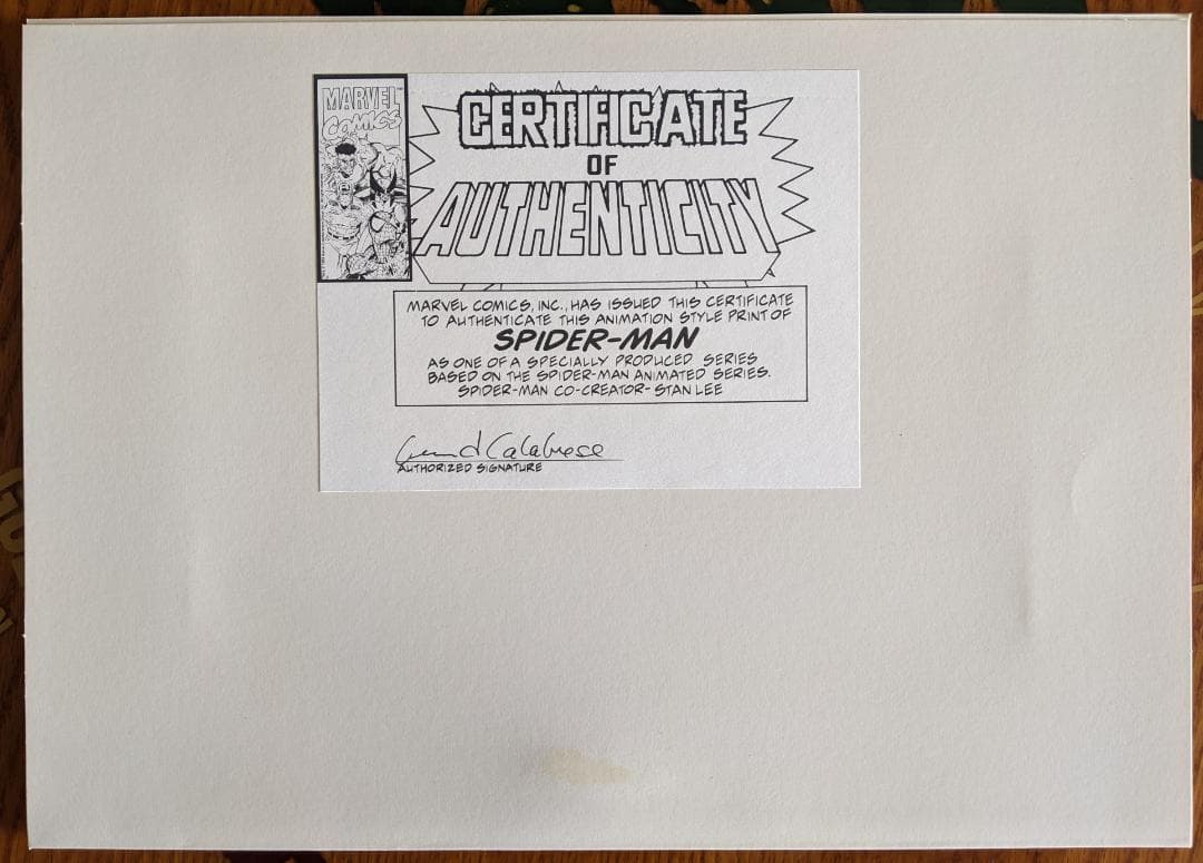 スパイダーマン　セル画　スタン・リーサイン入り2枚+4枚