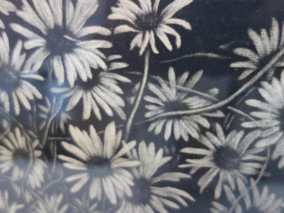 M▽井上篤 銅版画 メゾチント 鳩笛と花 (37965)