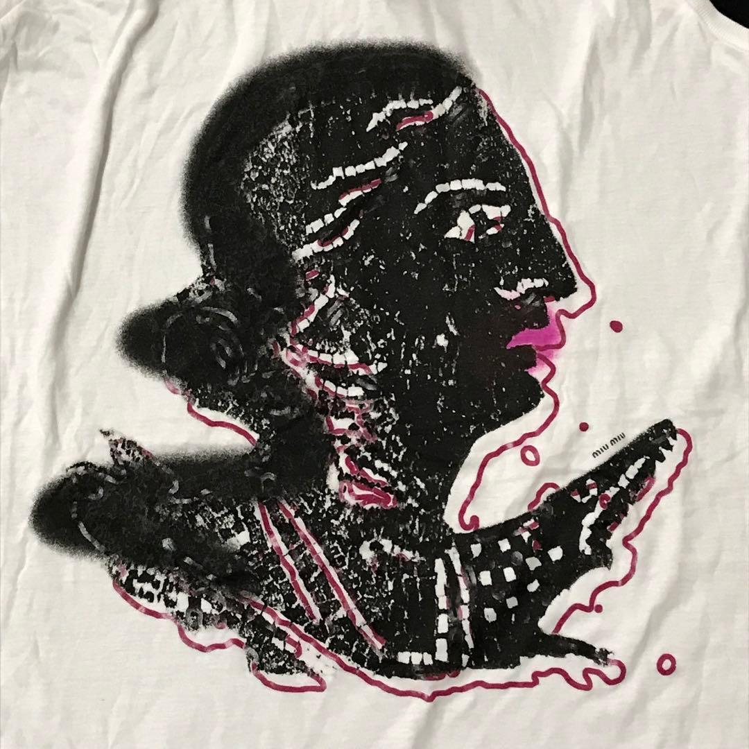 ◯未使用保管品　MIUMIU タンクトップ　グラフィック　プリント　白　/M7